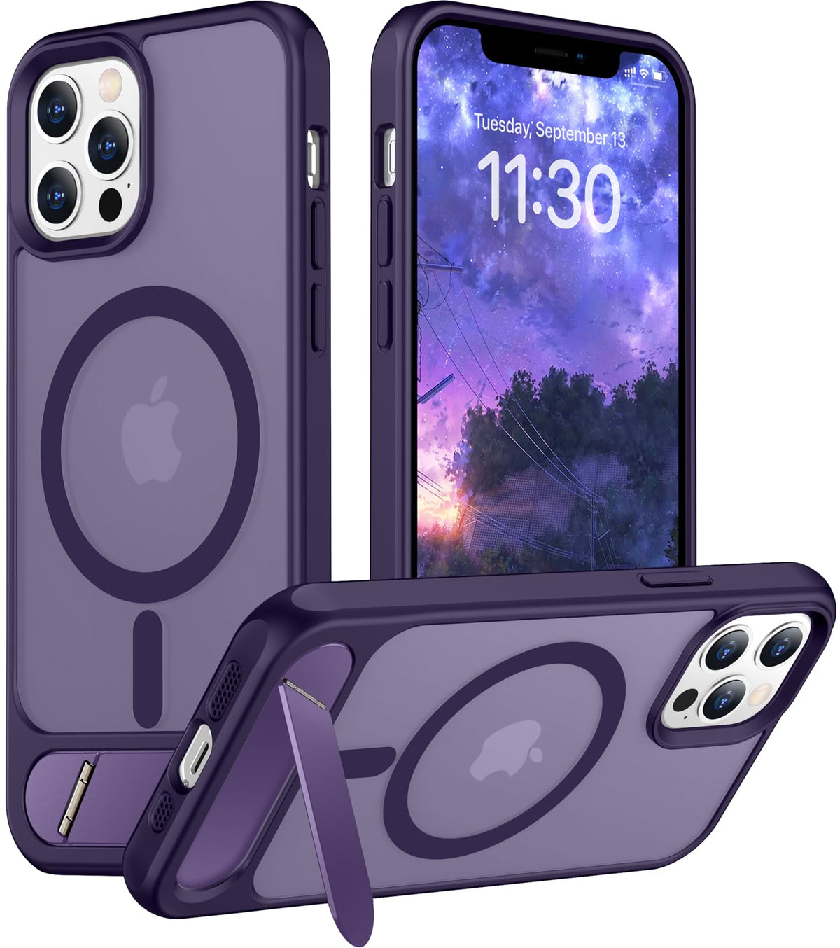 Temdan Magnetic Compatible with iPhone 16 Pro Max Case, [Built-in Invisible Kickstand][Compatible with MagSafe] [Military Grade Shockproof] Slim Translucent Matte Phone Case for iPhone 16 Pro Max 6.9"