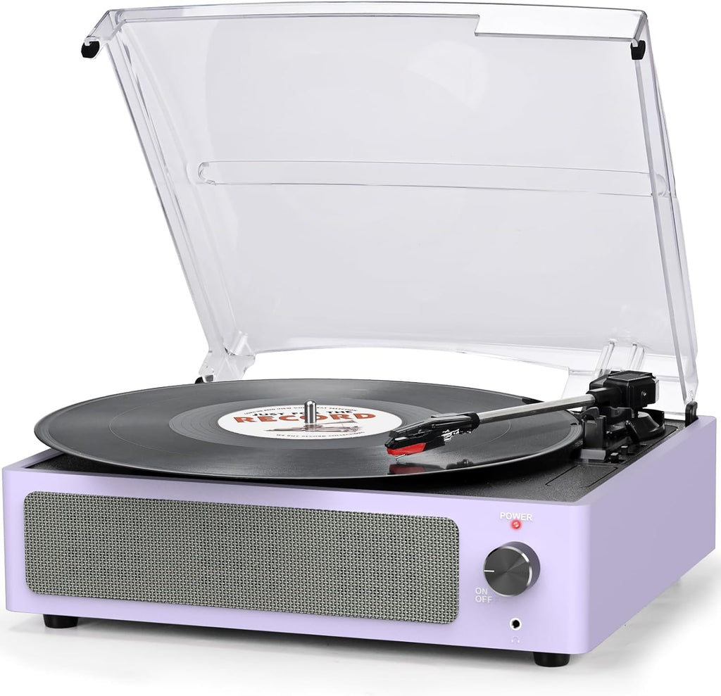 Seasonlife® Record Player for Vinyl Turntable with Speakers,Pale Purple