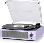 Seasonlife® Record Player for Vinyl Turntable with Speakers,Pale Purple