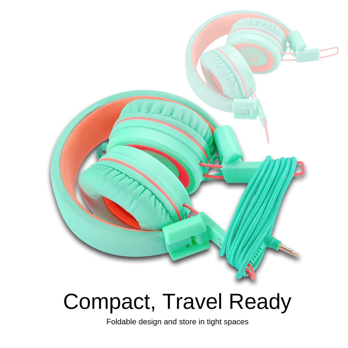 noot products K11 Kids Headphones with Wired Cord 3.5mm Jack Navy/Teal