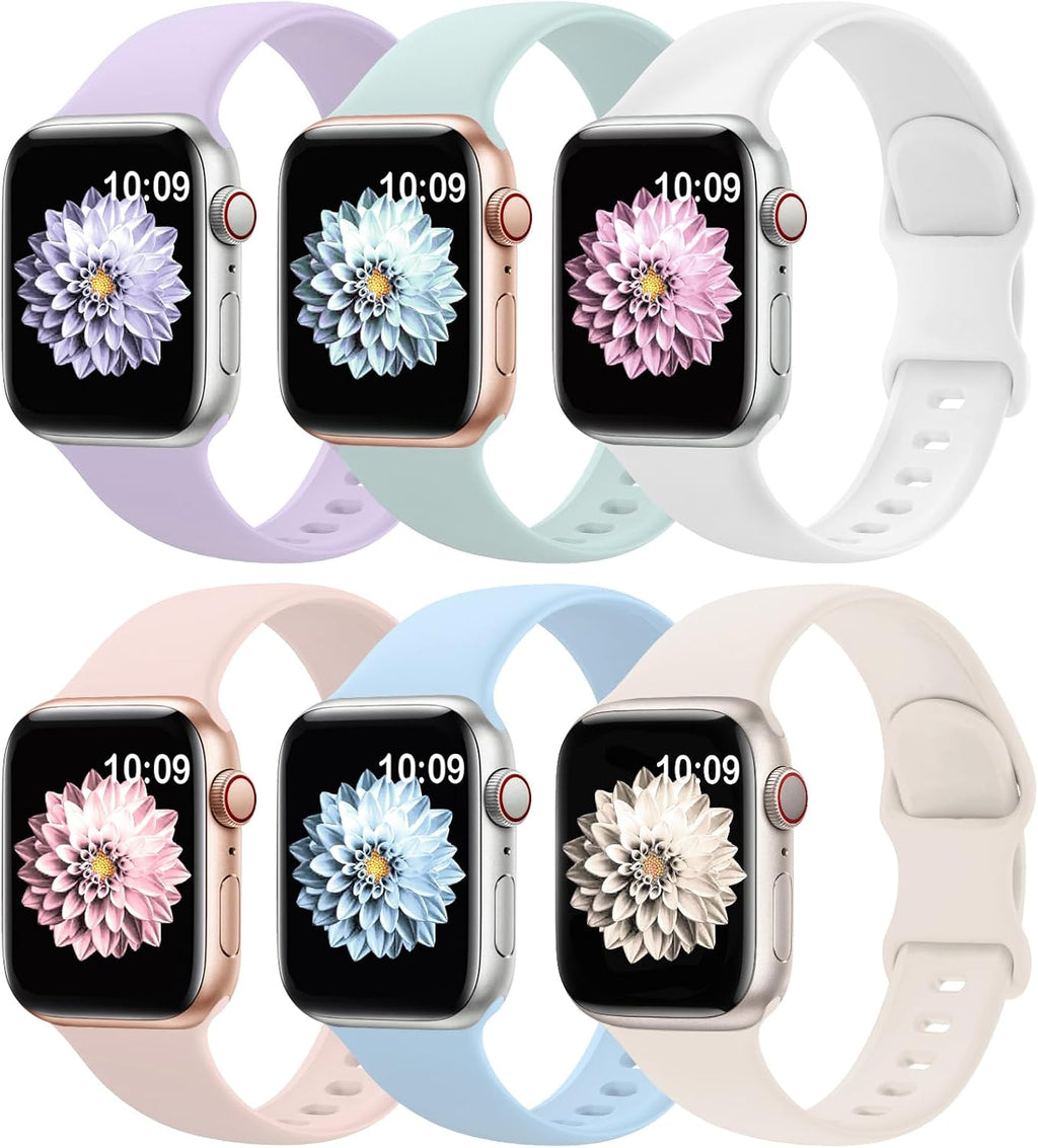 6 Pack Sport Silicone Bands Compatible with Apple Watch Band for Women Men