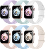 6 Pack Sport Silicone Bands Compatible with Apple Watch Band for Women Men