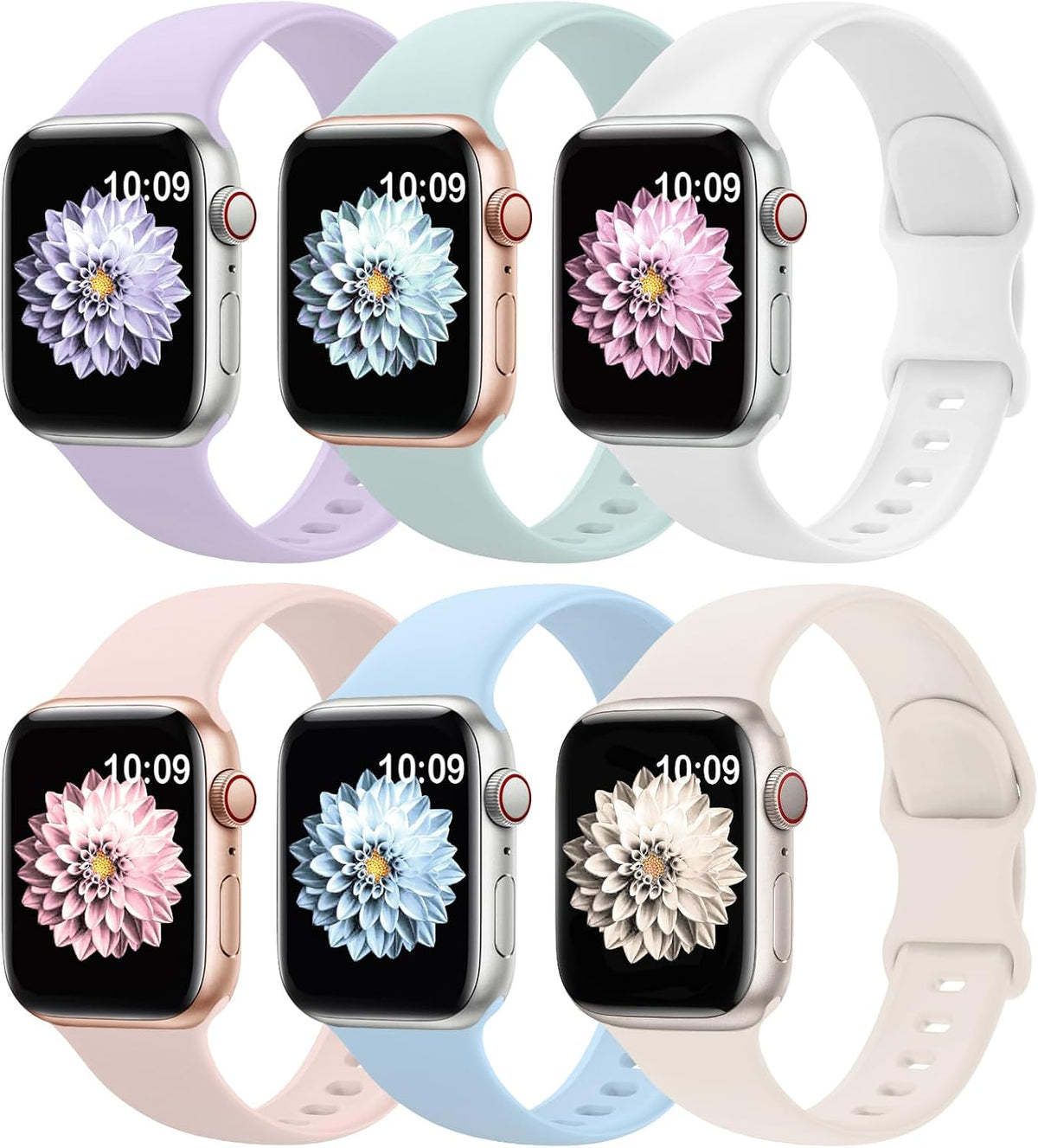 6 Pack Sport Silicone Bands Compatible with Apple Watch Band for Women Men