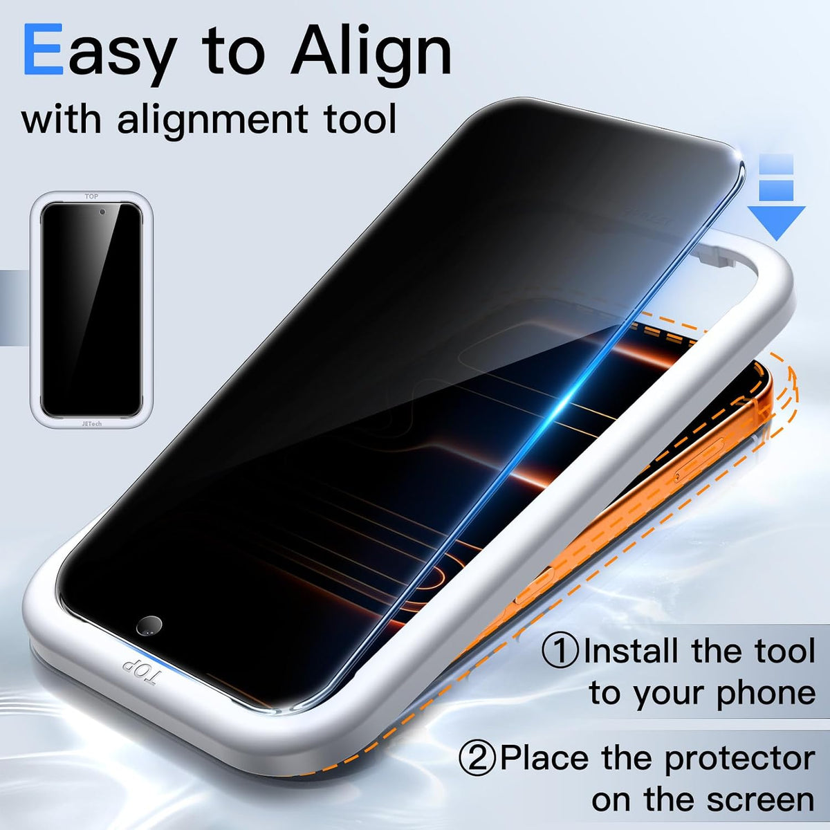 JETech Privacy Screen Protector for iPhone 16 Pro Max, 2-Pack
