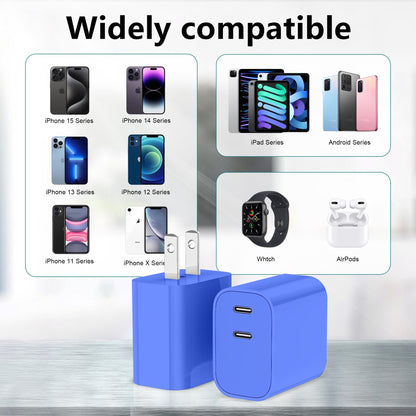 USB C Charger Block 3 Pack, Dual Port 20W Fast Wall Plug
