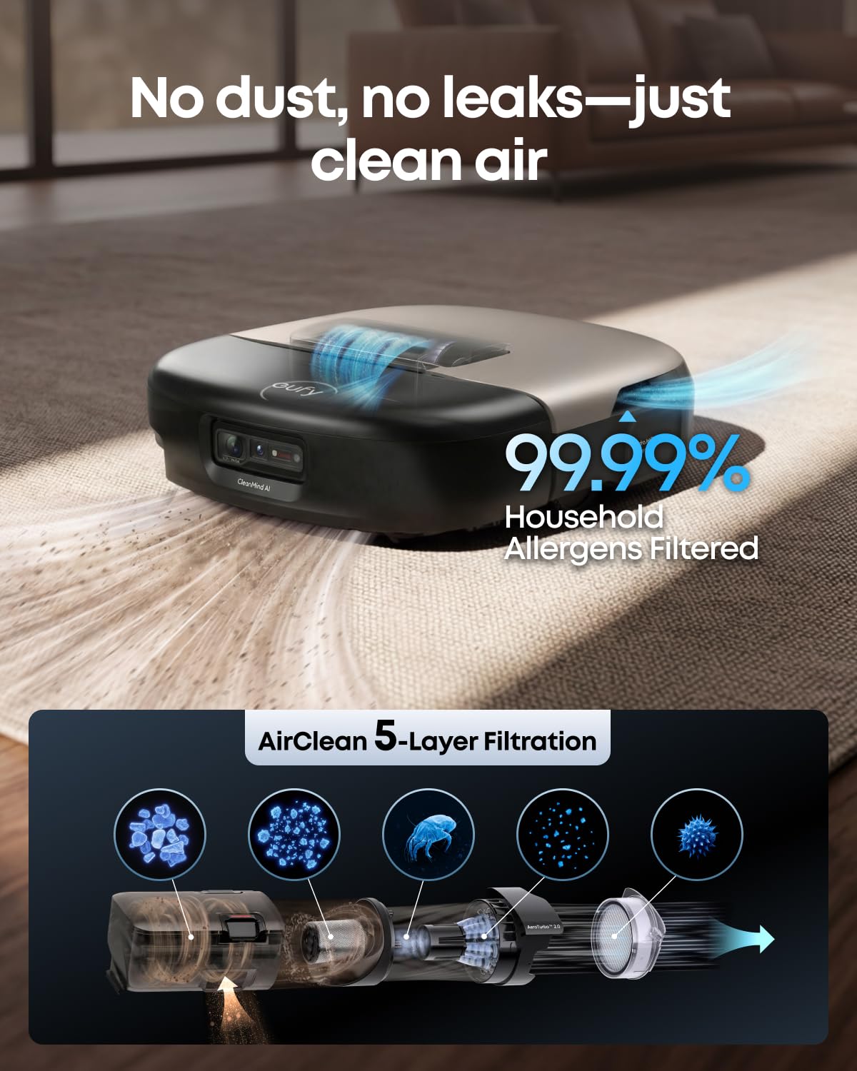 eufy E25 Robot Vacuum and Mop for Pet Hair, 20,000 Pa, HydroJet Roller Mop