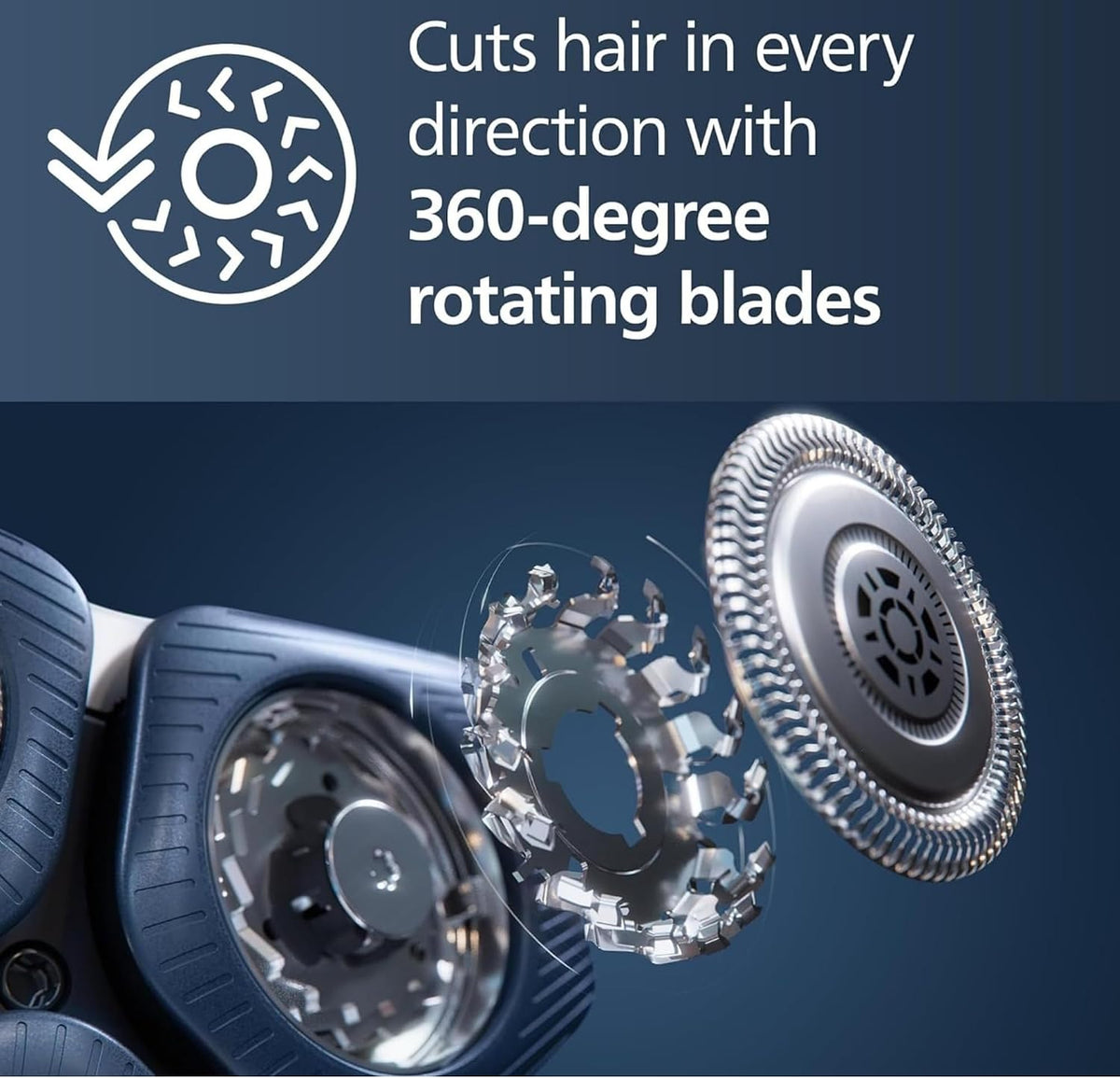 Philips Rechargeable Wet/Dry Electric Shaver with SenseIQ and Comfort Glide Ring Technology, Battery Powered, Silver