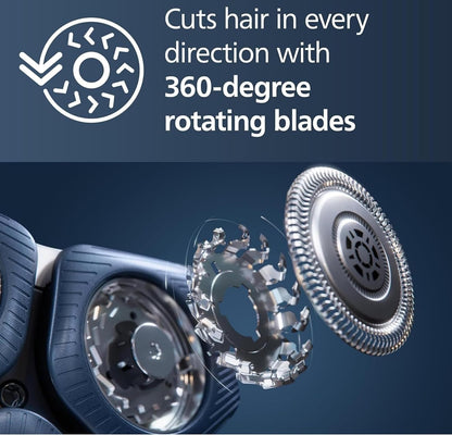 Philips Rechargeable Wet/Dry Electric Shaver with SenseIQ and Comfort Glide Ring Technology, Battery Powered, Silver