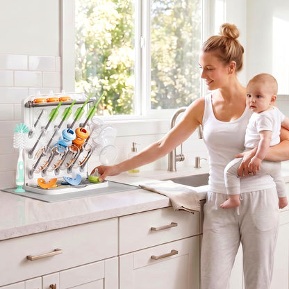 Lifewit 10-Hooks Baby Bottle Drying Rack for Countertop, BPA Free