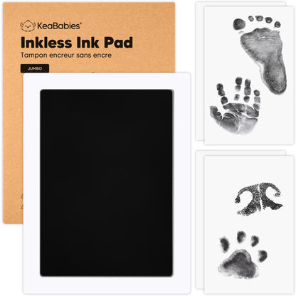4pk Inkless Baby Hand and Footprint Kit, Mess Free Ink Pads (Jet Black, R)