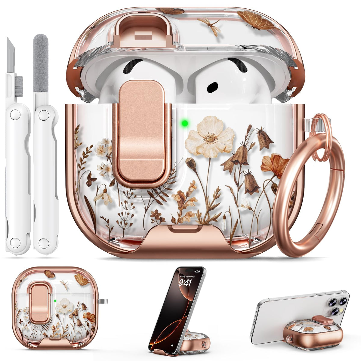 for AirPods Pro 2nd/1st Case (2023-2019)-Purple Bell Flower