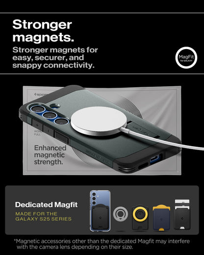 Spigen for Galaxy S26 Case, Tough Armor MagFit [Kickstand] [Compatible with MagSafe] [Military-Grade Protection] - Black
