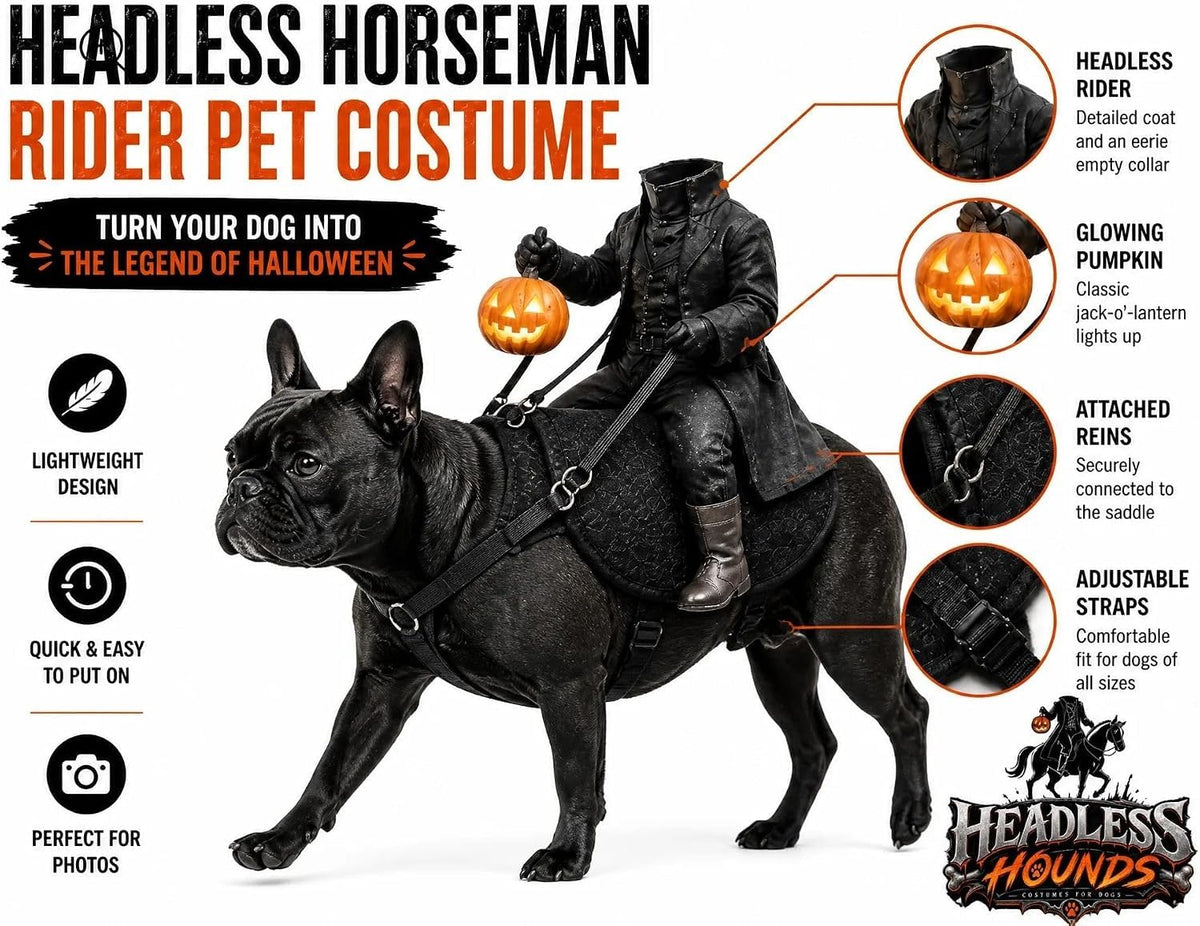 Light Up Headless Horseman Pet Costume for Dogs and Cats S/M/L