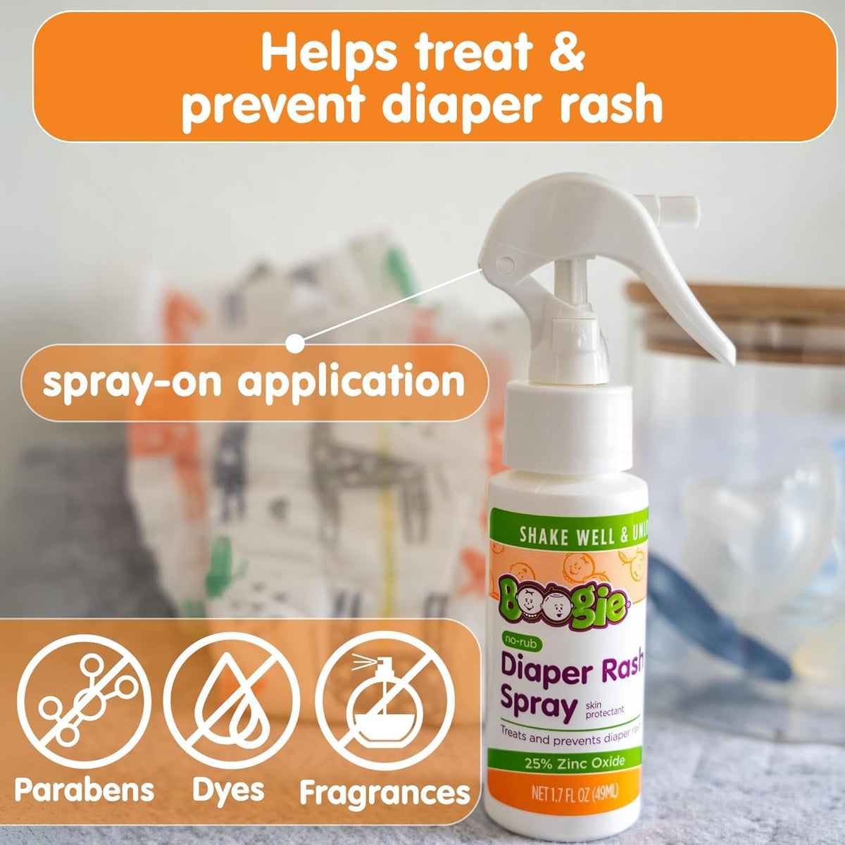 Boogie Diaper Rash Relief Bundle, No-Rub Spray & Maximum Strength Paste