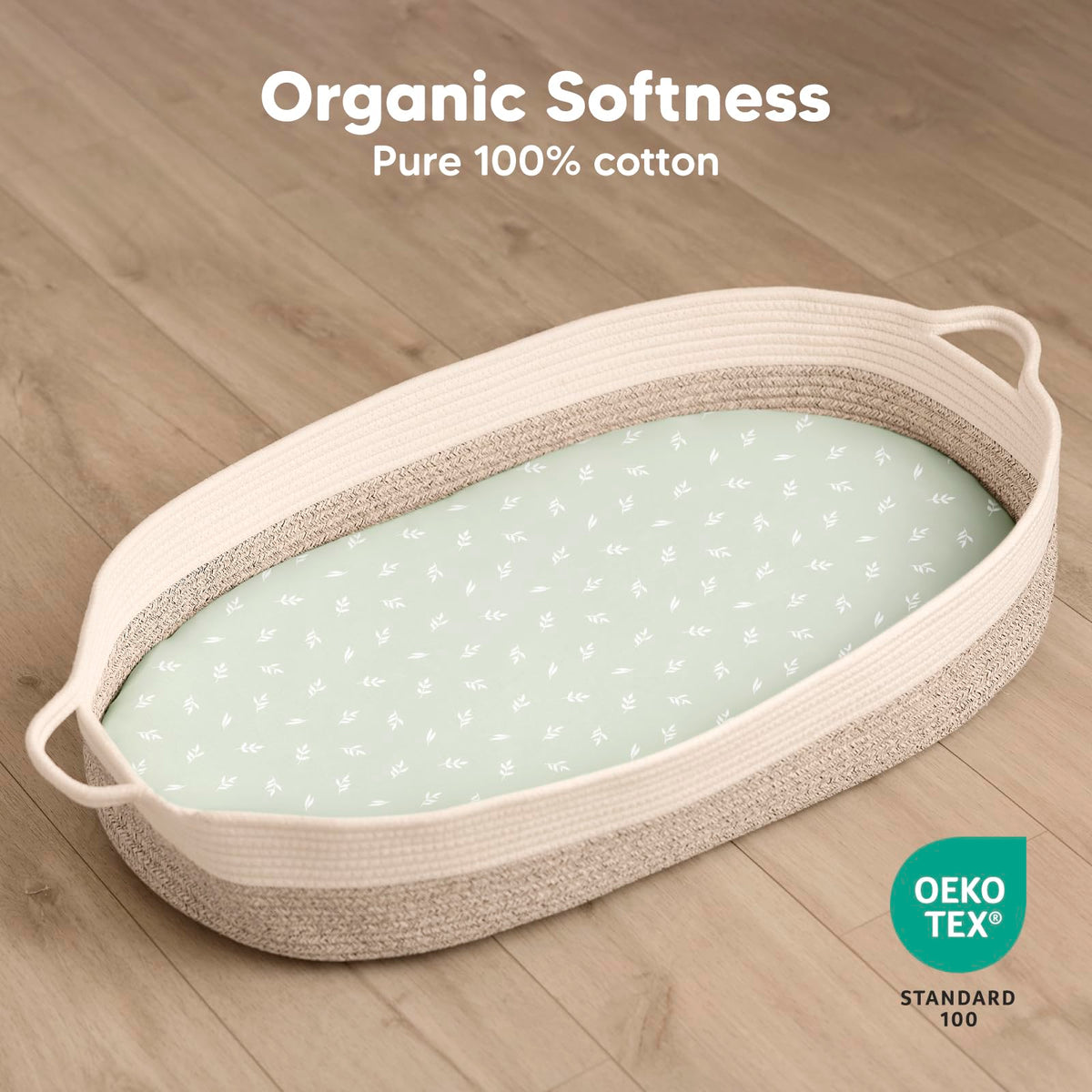 2pk Organic Baby Bassinet Sheets Boys, Girls, Fitted Sheet (Soft White)