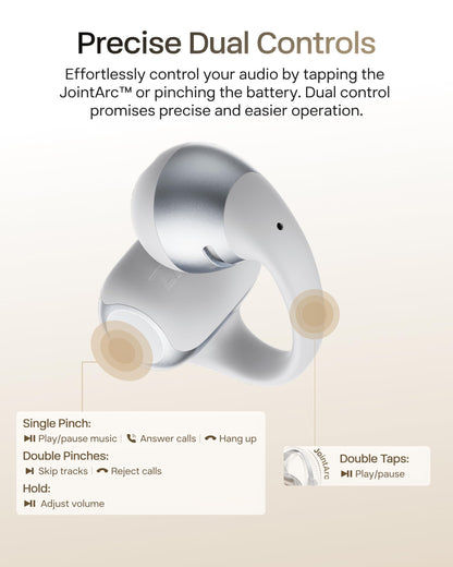 SHOKZ OpenDots 2 Open-Ear Clip-On Earbuds, Black, Dolby Audio, 3 Mics