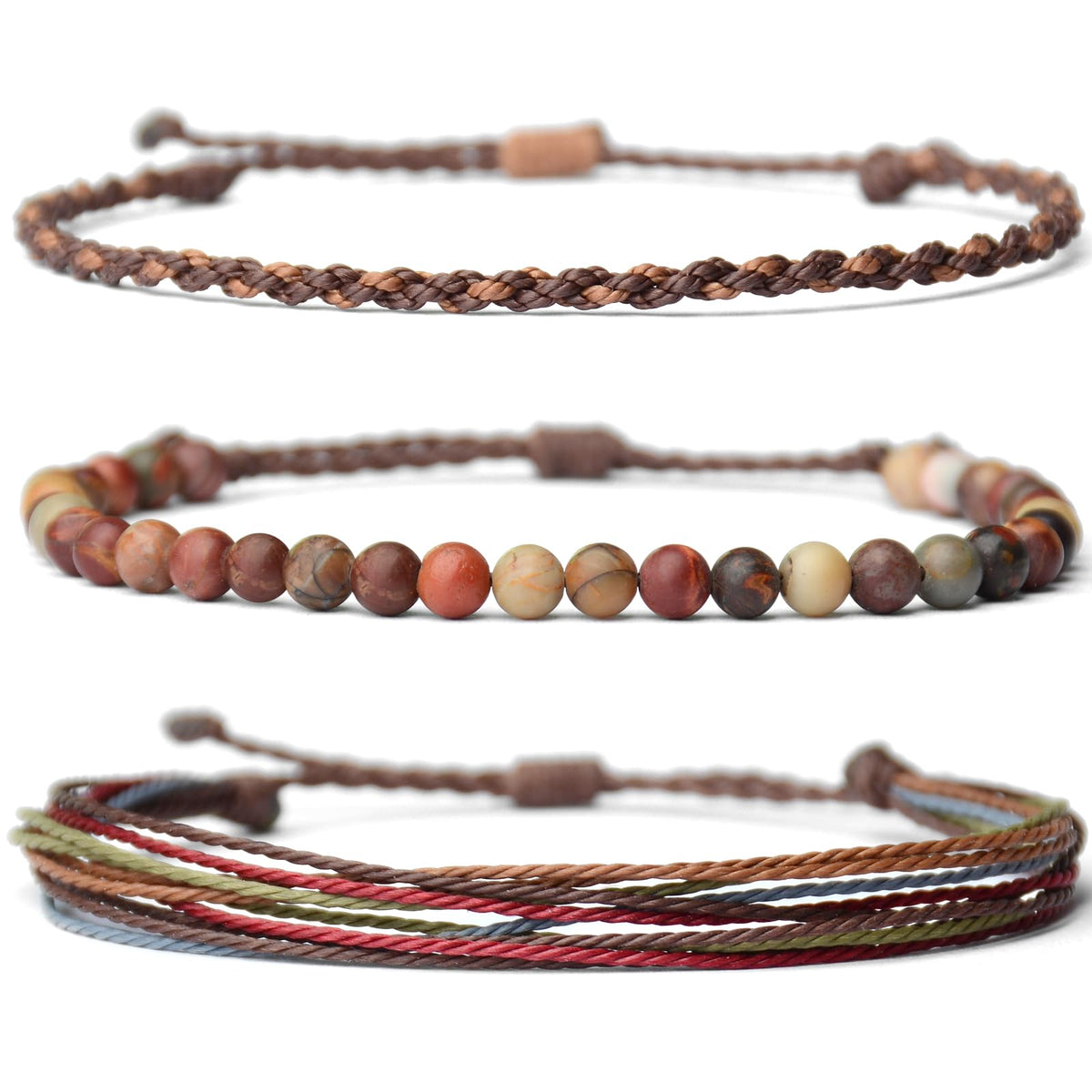 Mezcla Vida Handmade Natural Stone Beaded Healing Bracelet Gift for Men Adjustable Rope String Bracelet