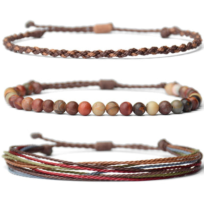 Mezcla Vida Handmade Natural Stone Beaded Healing Bracelet Gift for Men Adjustable Rope String Bracelet