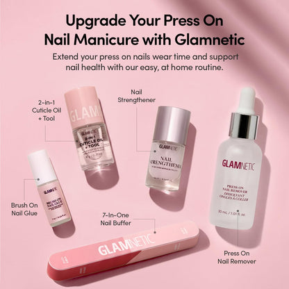 Glamnetic Press On Nails, Short Almond Glossy, Fake Nails 24pc Nail Kit
