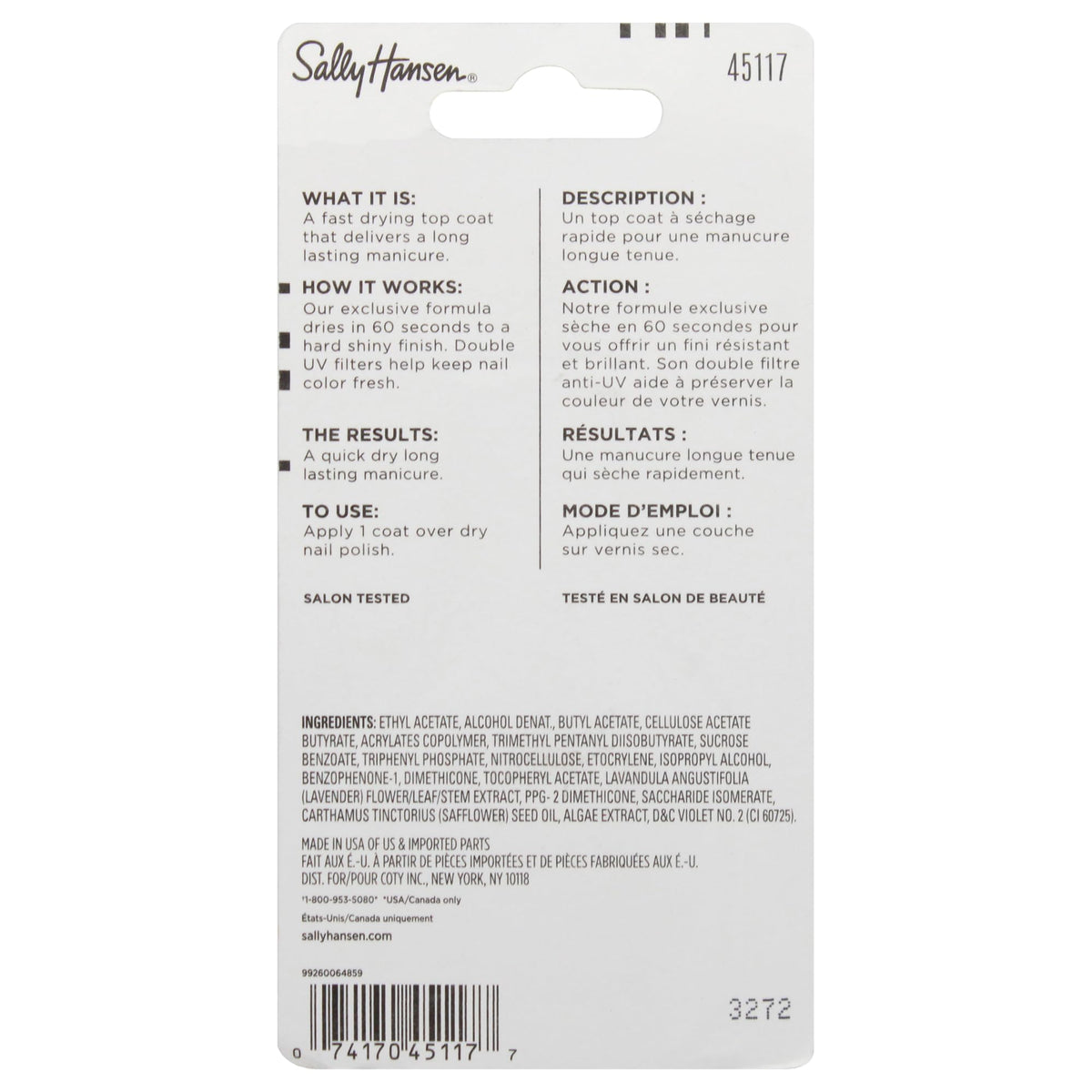Sally Hansen Advanced Hard as Nails™, Clear Nail Strengthener, Includes Retinol and Nylon, Nourishing