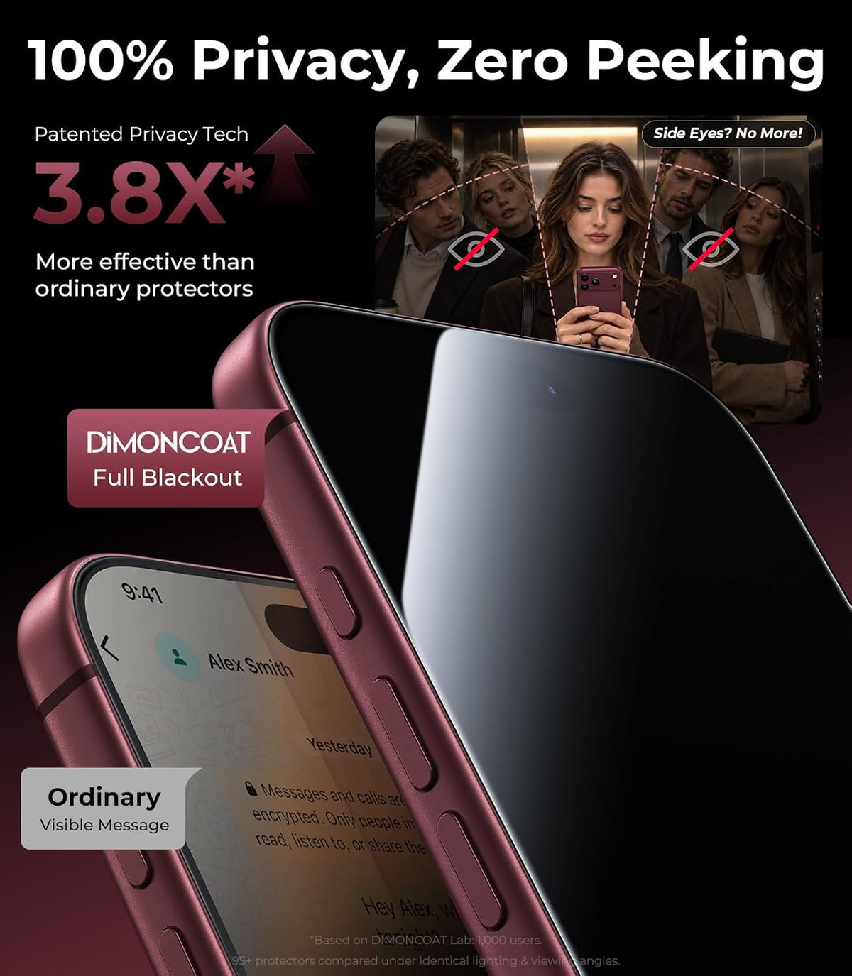 DIMONCOAT Top 9H++ 2 Pack for iPhone 17 Pro Privacy Screen Protector 6.3''
