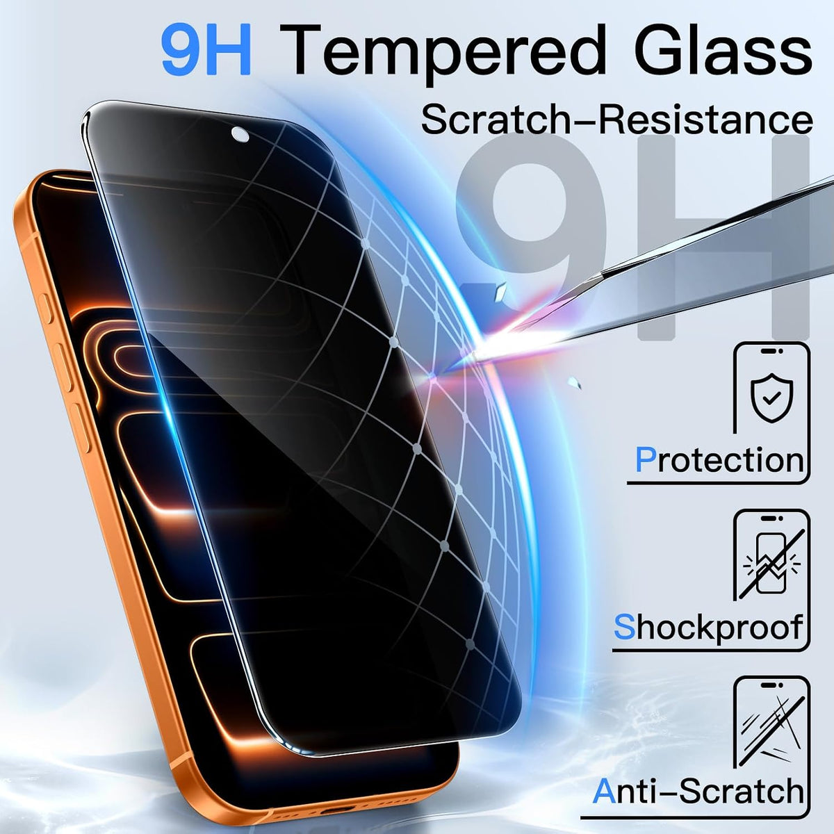 JETech Privacy Screen Protector for iPhone 16 Pro Max, 2-Pack