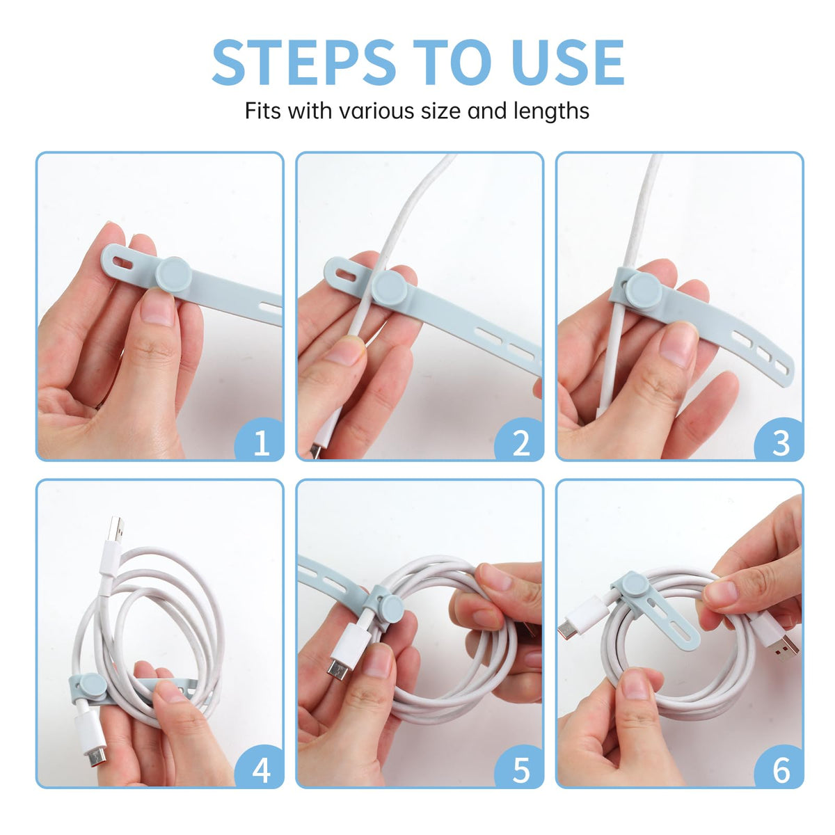 25 Pcs Silicone Cable Ties, Cable Ties Reusable, High Elasticity Cord Wraps for Electrical Cords, Cord Organizer for Earphone, Phone Charger(White)