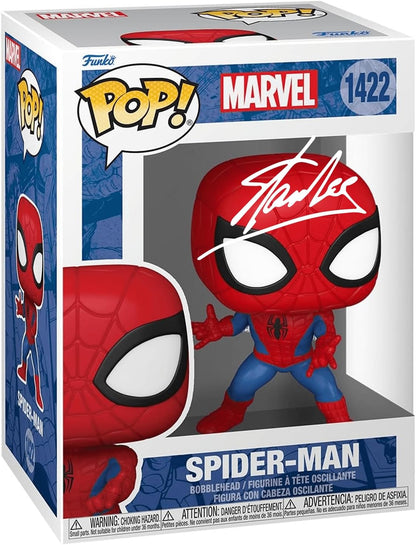 Stan Lee Spiderman Spider-Man #1422 Facsimile Signed Reprint Laser Autographed Funko POP! Movies Marvel Endgame Figurine with Protector Case