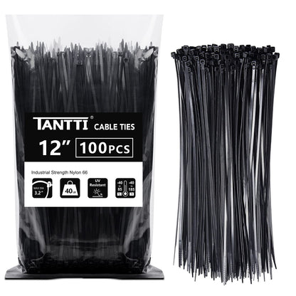 Zip Ties 4 inch (200 Pack), Small Zip Ties with 18 lb Tensile Strength, Black, by Tantti Supply