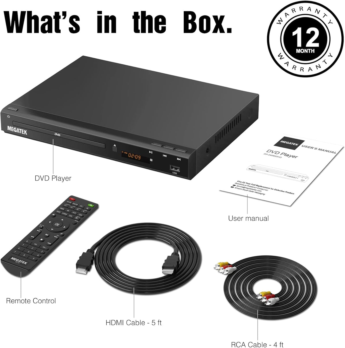 MEGATEK Region-Free DVD Player for TV with HDMI, USB & 1080p Upscaling