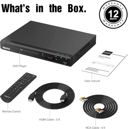 MEGATEK Region-Free DVD Player for TV with HDMI, USB & 1080p Upscaling