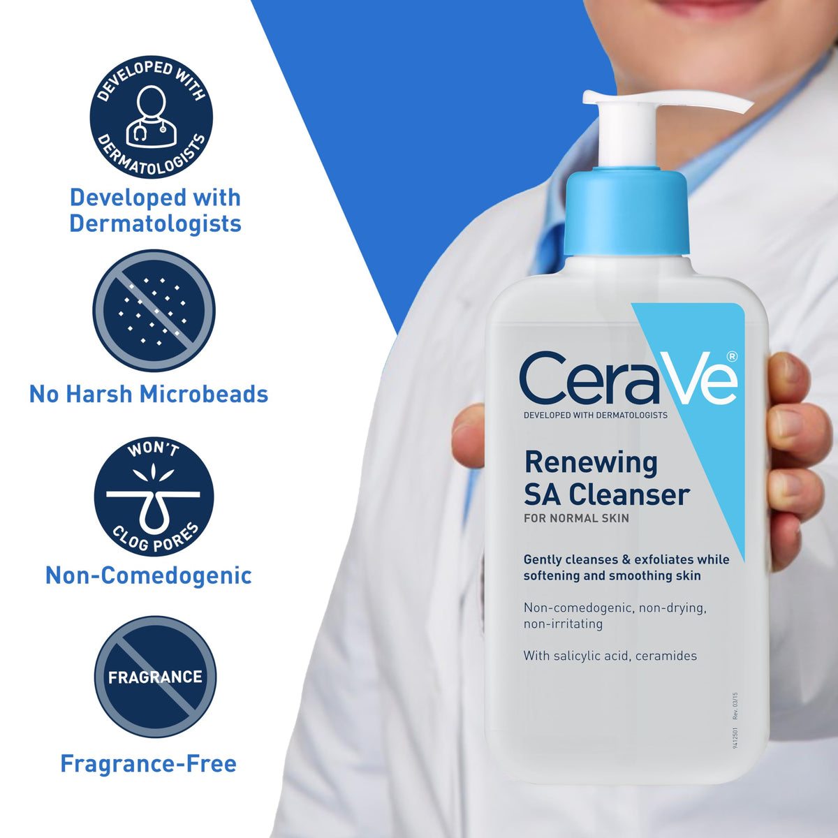 CeraVe Renewing Salicylic Acid Cleanser, Gentle Exfoliating Face Wash, 16oz