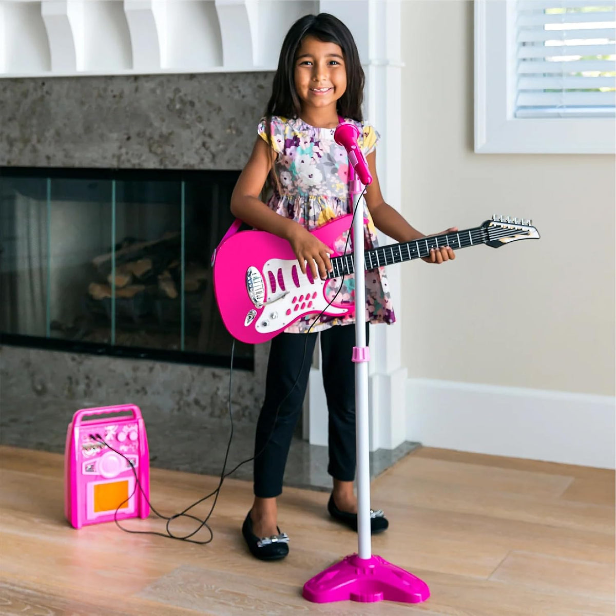 Best Choice Products Kids Guitar Set with Microphone & Amp, Pink