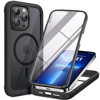 Miracase for iPhone 17e Case & iPhone 16e Case, Full-Body Phone with Built-in Glass Screen Protector, [Magnetic with MagSafe] Military Drop Proof 17 E/ 16 E Cover Bumper 6.1 inch, Black