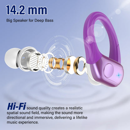 Wireless Earbuds Sports, 75Hrs Bluetooth 5.4 Headphones, Bass Hi-Fi Stereo