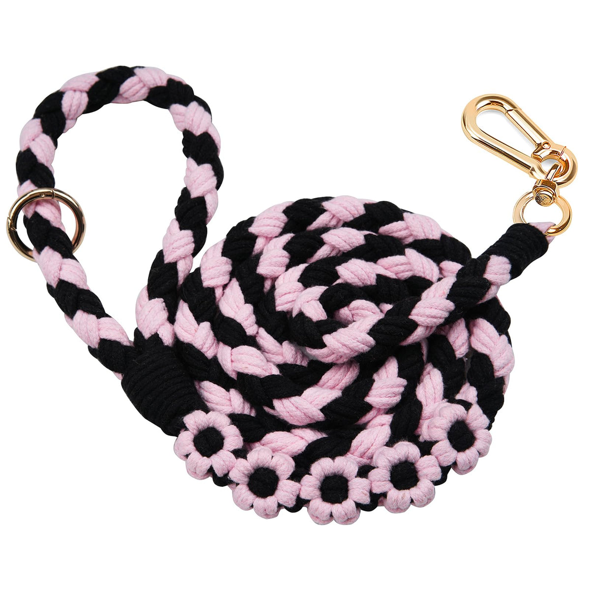 5FT Braided Cotton Rope Leash for Small, Medium and Large Dogs, Red & White Twist