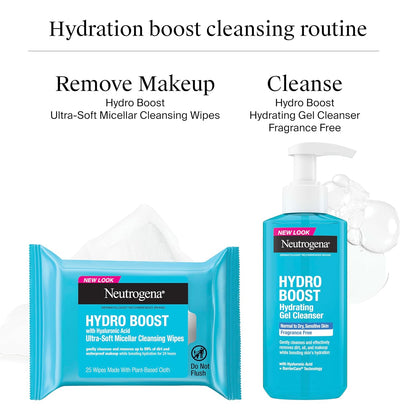 Neutrogena Hydro Boost Cleansing Wipes Makeup Remover, 25 Ct