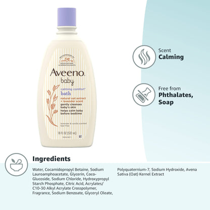 Aveeno Baby Calming Comfort Bath & Body Wash, Lavender & Vanilla, 8 fl oz