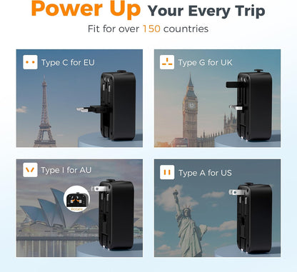 TESSAN UK to Universal Travel Adapter, 1 Pack, Black