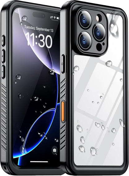 Temdan Compatible with iPhone 17 Pro Case,Waterproof Built-in Screen & Camera Protector IP68 Underwater Full Body 17FT Military Dropproof Shockproof Phone Case 6.3"-Blue/Clear