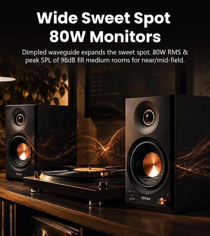 Edifier MR4.5 Bi-Amped Studio Monitor, 80W RMS Bookshelf Speakers - Black