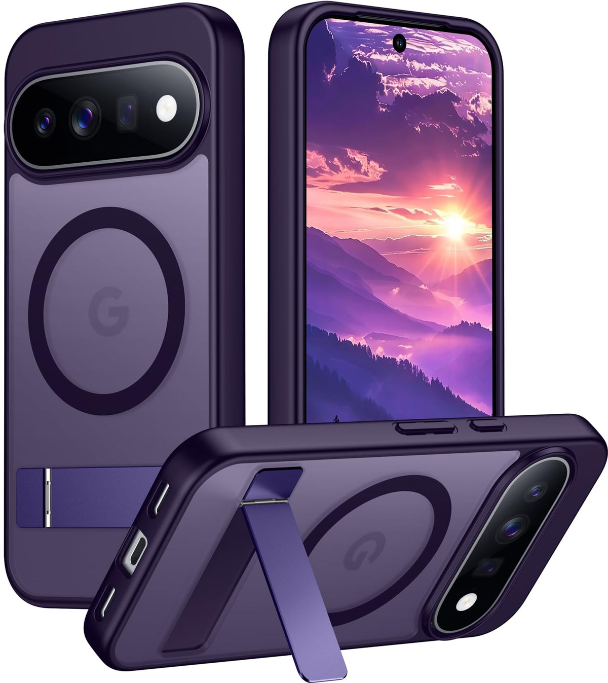 Temdan Magnetic Compatible with iPhone 16 Pro Max Case, [Built-in Invisible Kickstand][Compatible with MagSafe] [Military Grade Shockproof] Slim Translucent Matte Phone Case for iPhone 16 Pro Max 6.9"