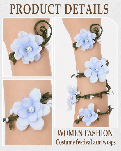 FRESHME Renaissance Fairy Floral Arm Wrap - 1 PC Elf Bracelet Forest Mother Nature Costume Renfaire Cosplay Fairy Accessories