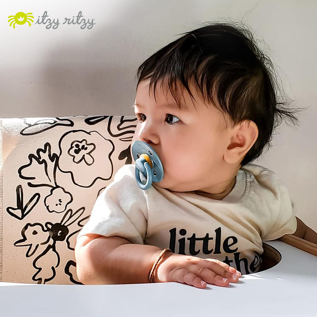 Itzy Ritzy Natural Rubber Pacifiers for 0–6 Mos, Set of 2, Blossom/Rosewood