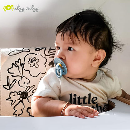 Itzy Ritzy Natural Rubber Pacifiers for 0–6 Mos, Set of 2, Blossom/Rosewood
