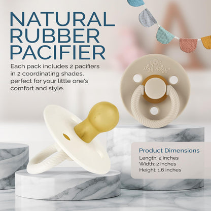 Itzy Ritzy Natural Rubber Pacifiers for 0–6 Mos, Set of 2, Blossom/Rosewood
