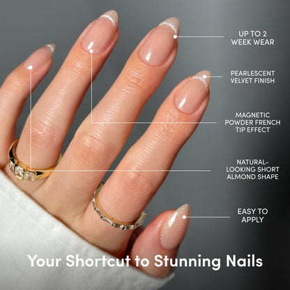 Glamnetic Press On Nails, Short Almond Glossy, Fake Nails 24pc Nail Kit