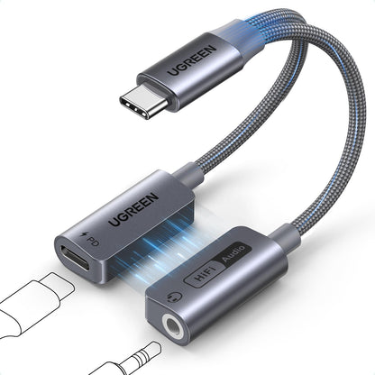 UGREEN Magnetic 2 in 1 USB C to 3.5mm Audio Adapter and Charger, Black