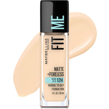 Maybelline Fit Me Matte + Poreless Liquid Oil-Free Foundation Makeup, Sun Beige, 1 Count (Packaging May Vary)