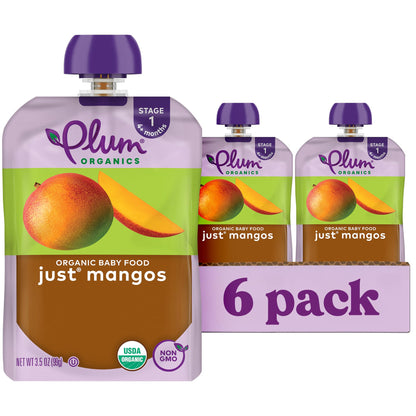 Plum Organics Stage 1 Organic Baby Food Pouch - Just Mangos, 12 Pack
